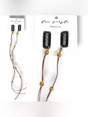 Free People Braid In Hair clips- brown beaded boho -New